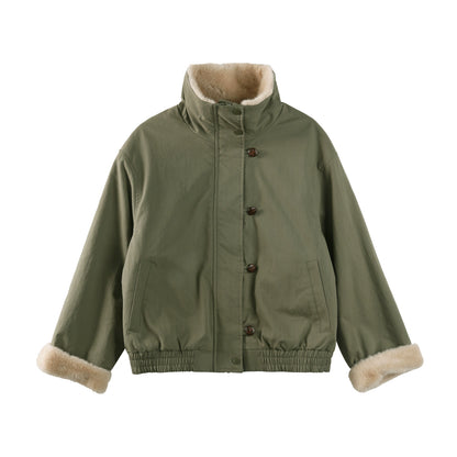 Retro Lapel Fur Winter Jacket