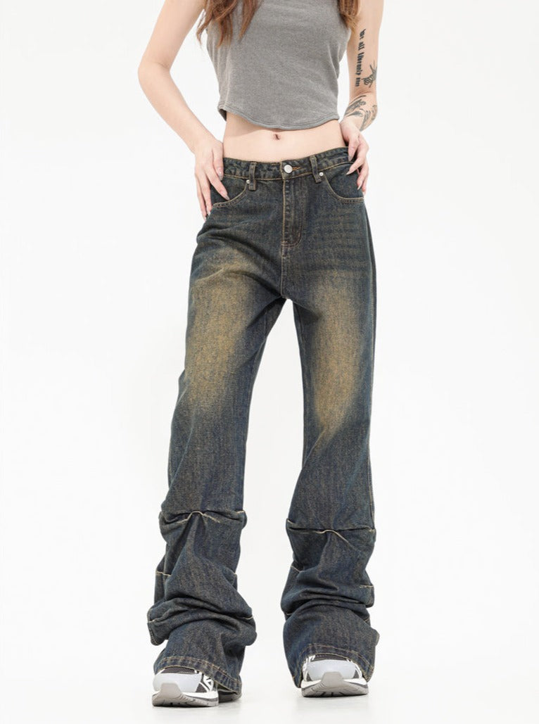 Niche Design Flared Jeans Pants