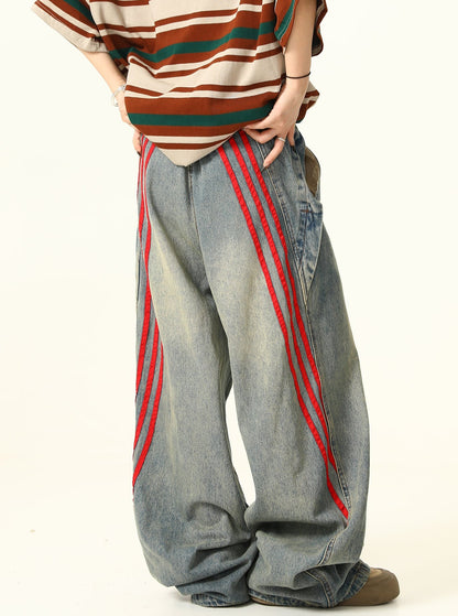 Retro Street Striped Jeans