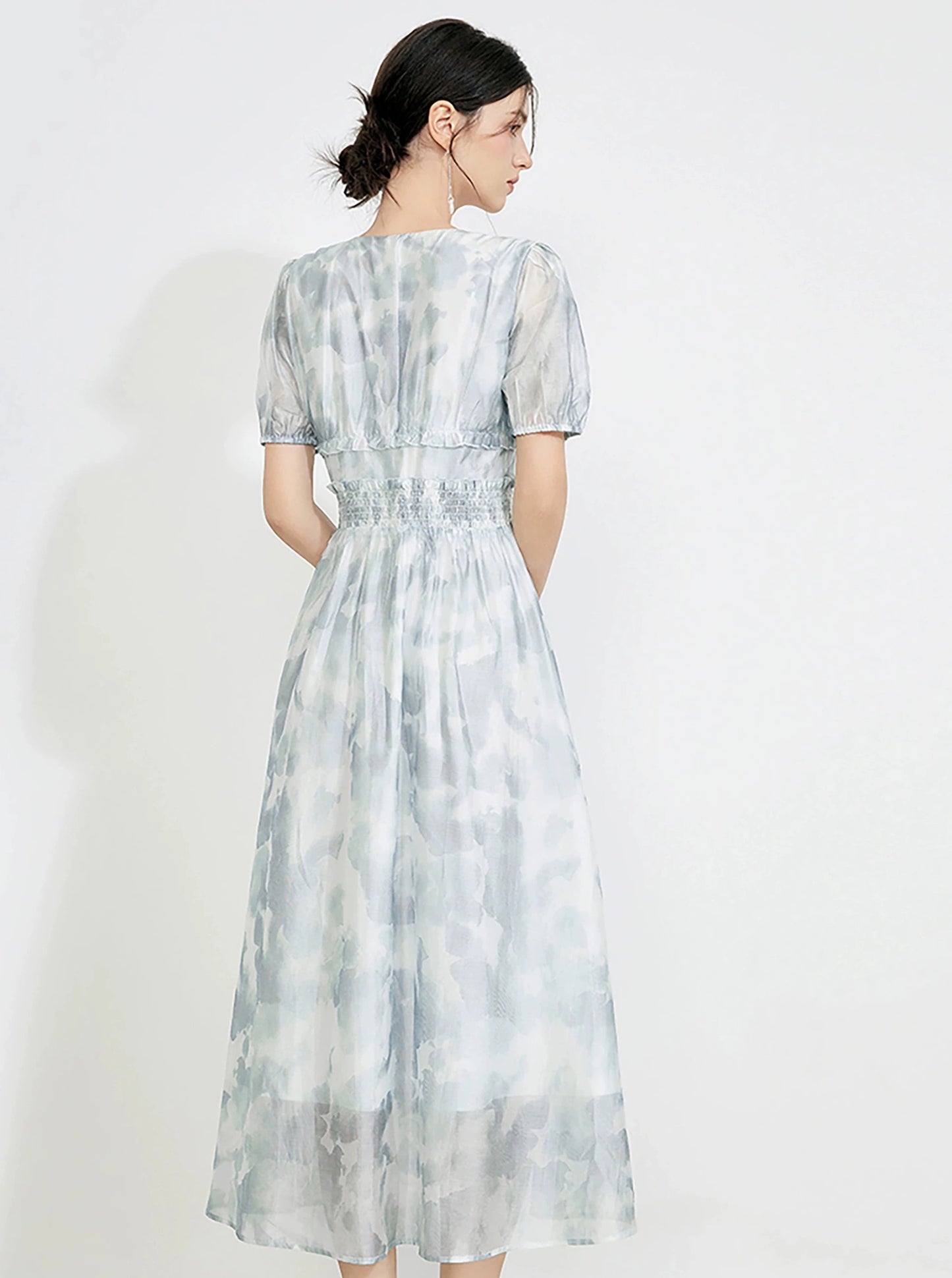 Mint Mambo Puff Sleeve Tea Dress