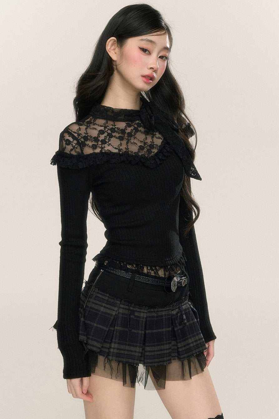 Lace Sniper Long-Sleeve Bottoming T-Shirt