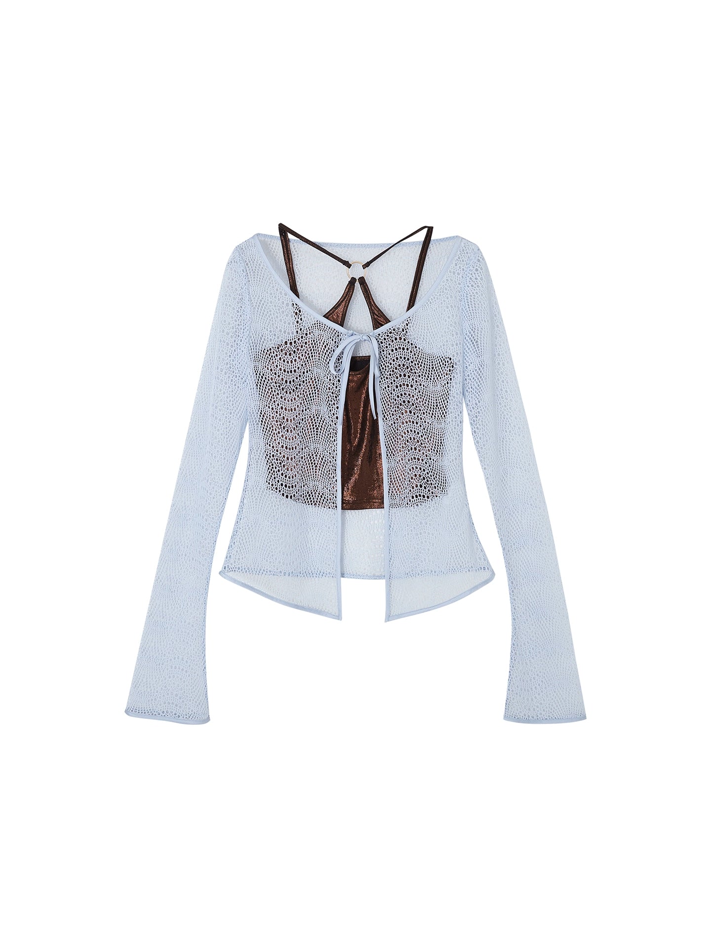 Lace Metallic Cardigan Set