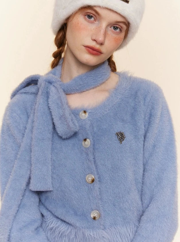 Mink Knitted Cardigan Long Wool Tops