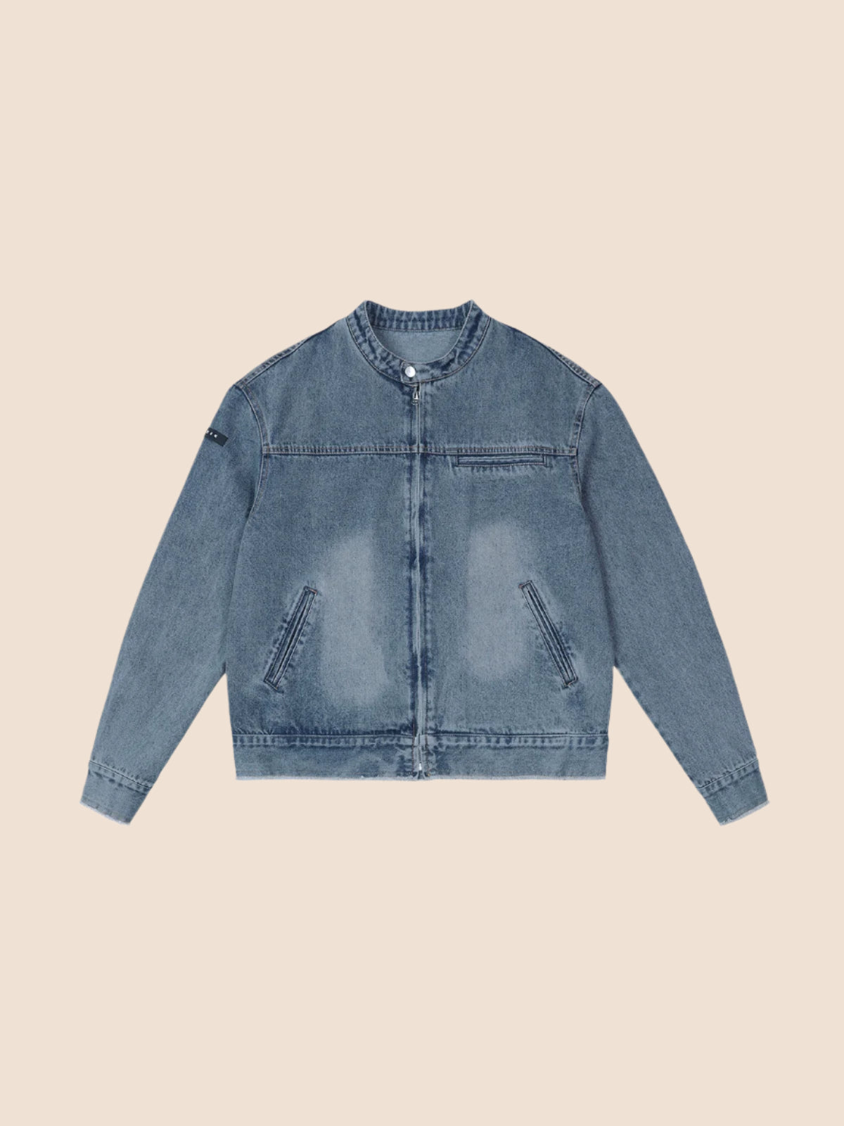 Denim Stand-Up Collar Jacket