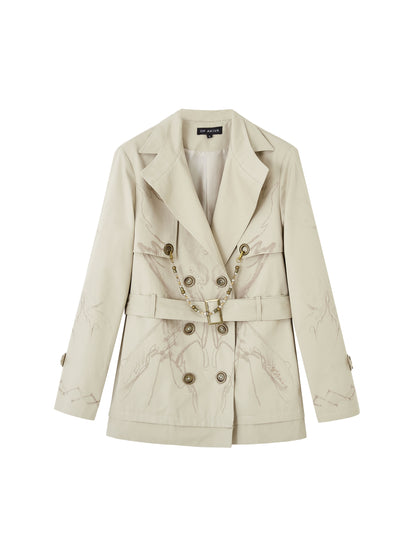 Structured Print Short Trench Coat