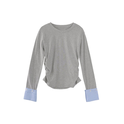 Gray Crew Neck Long Sleeve Top