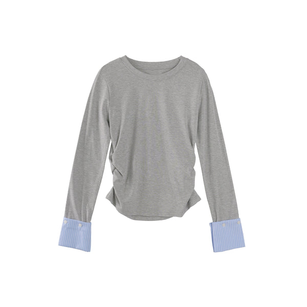 Gray Crew Neck Long Sleeve Top