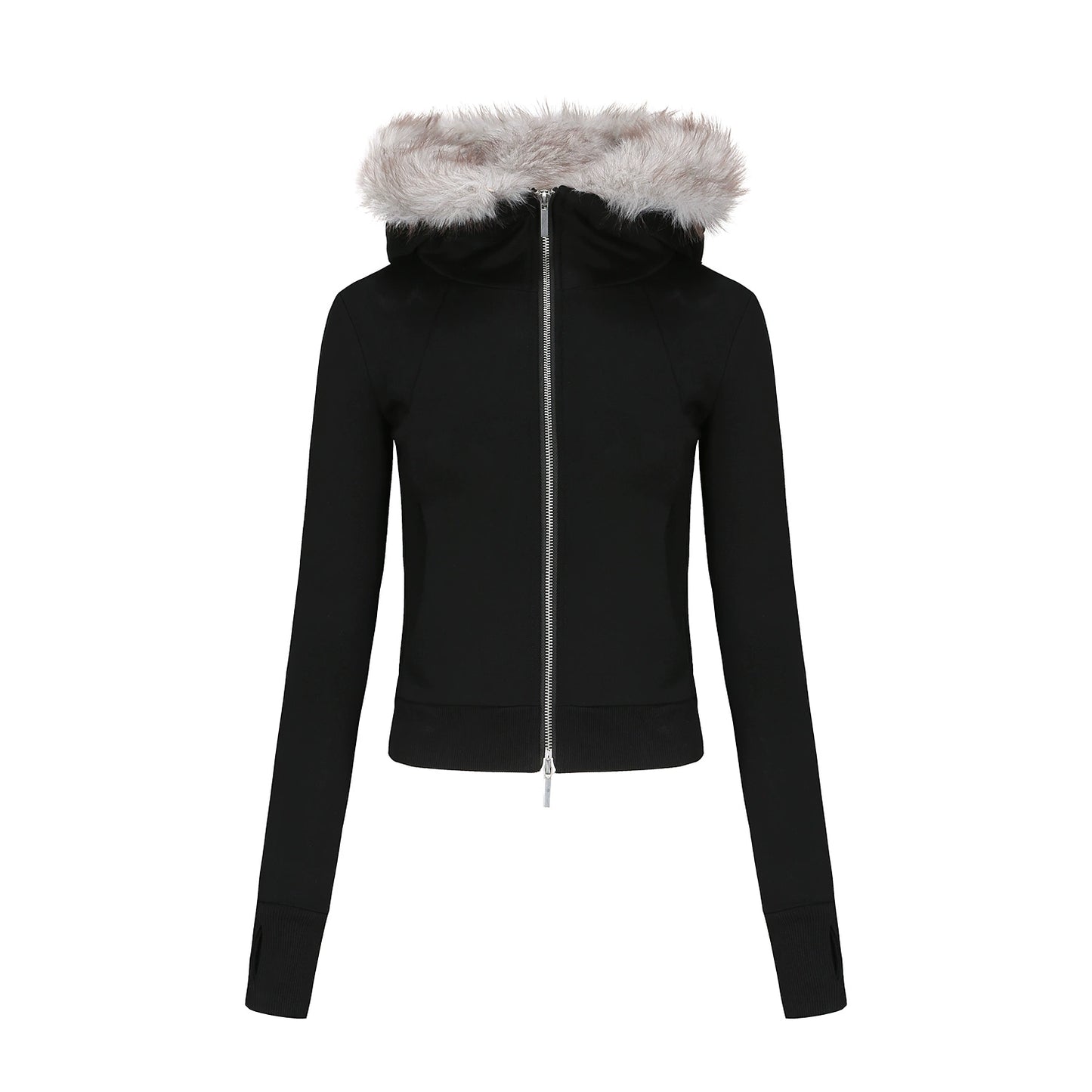 Fur Collar Slim Cotton Hooded Jacket