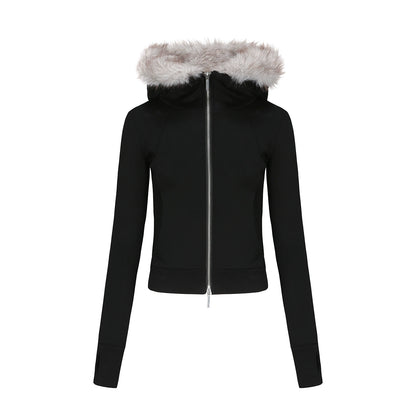 Fur Collar Slim Cotton Hooded Jacket