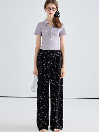 Polka Dot Straight-Leg Trousers