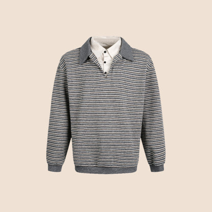 Striped Roll-neck Polo Shirt Top
