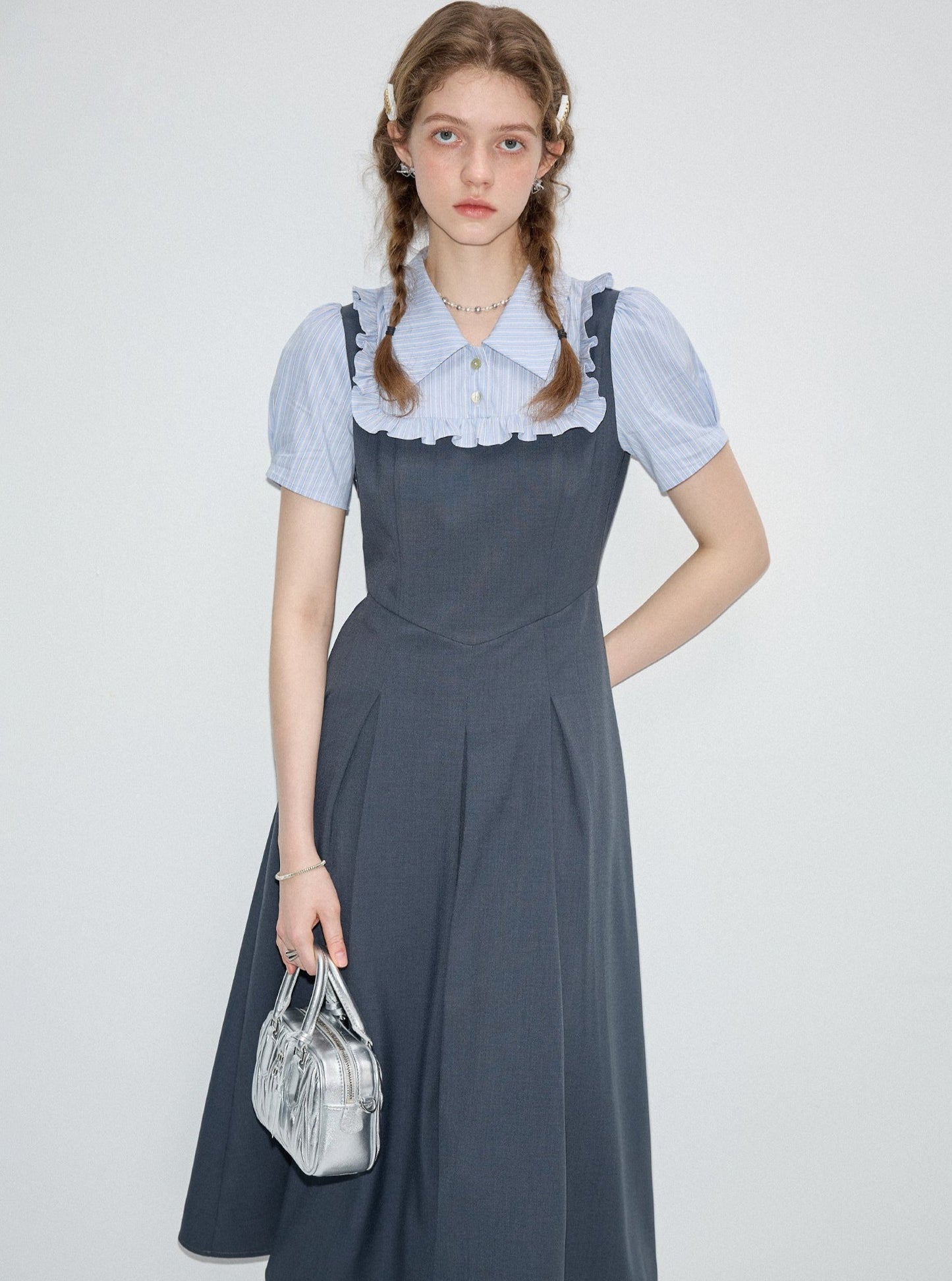 French Fake Two-Piece College Dress