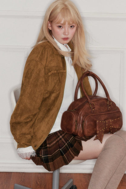 Yellow Brown Imitation Suede Jacket