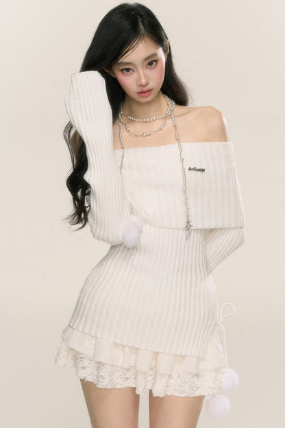 One-Shoulder Long-Sleeve Sweater