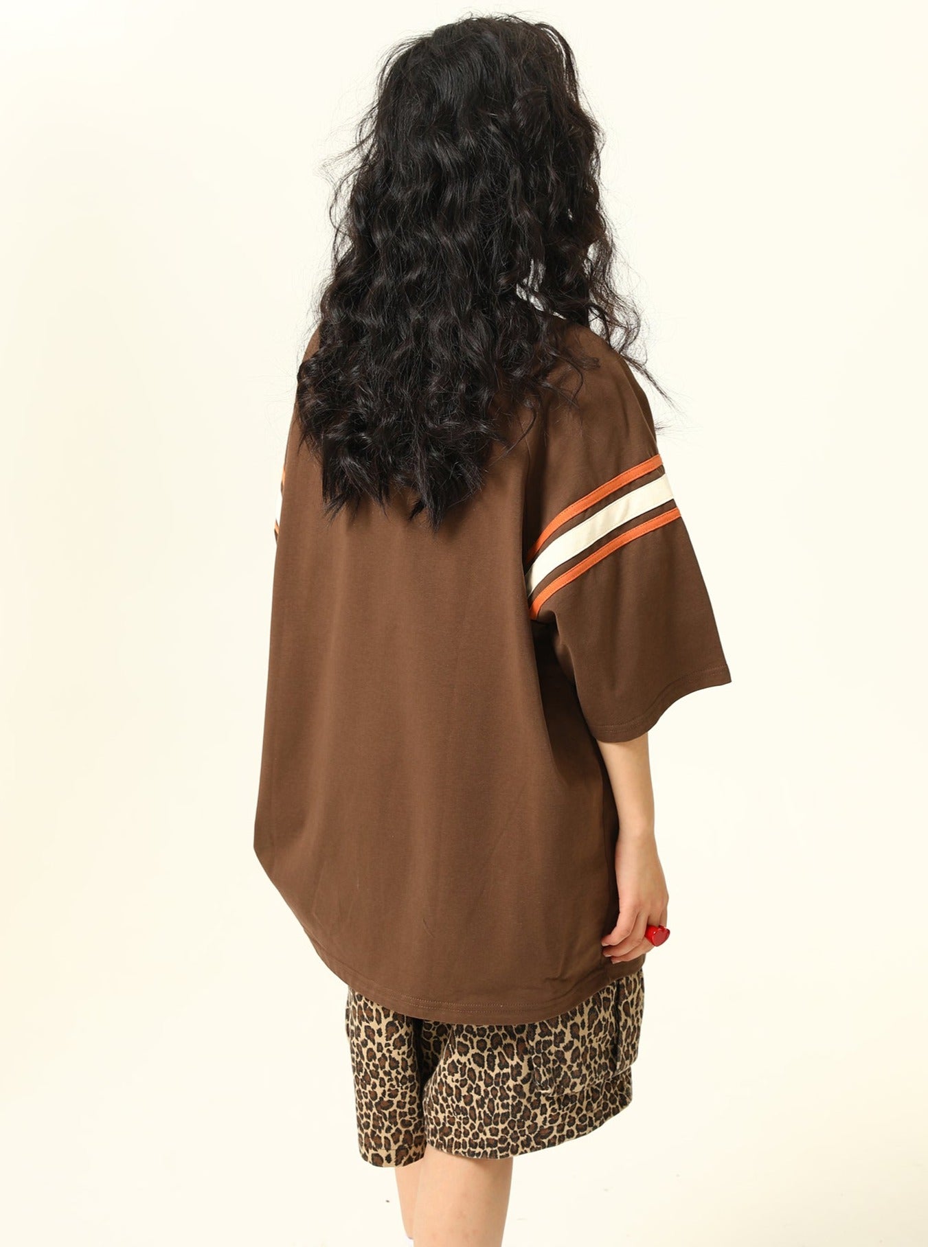 Loose Brown Maillard Print Top