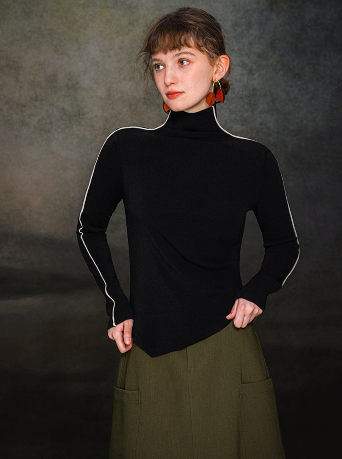 Thickened half-turtleneck knit tops