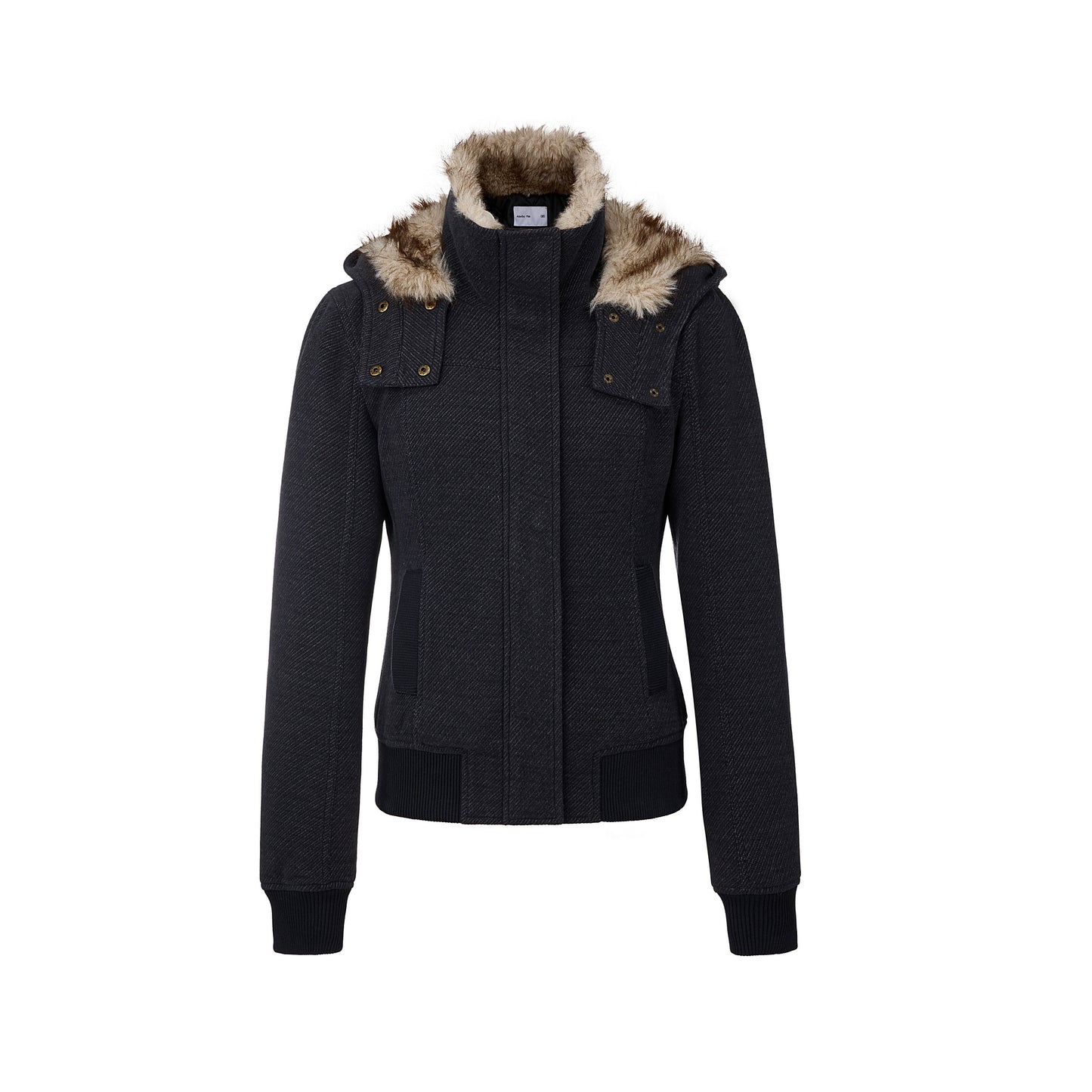 Fur Collar Textured Hooded Jacket