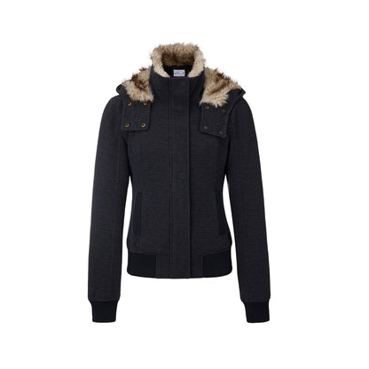 Fur Collar Textured Hooded Jacket