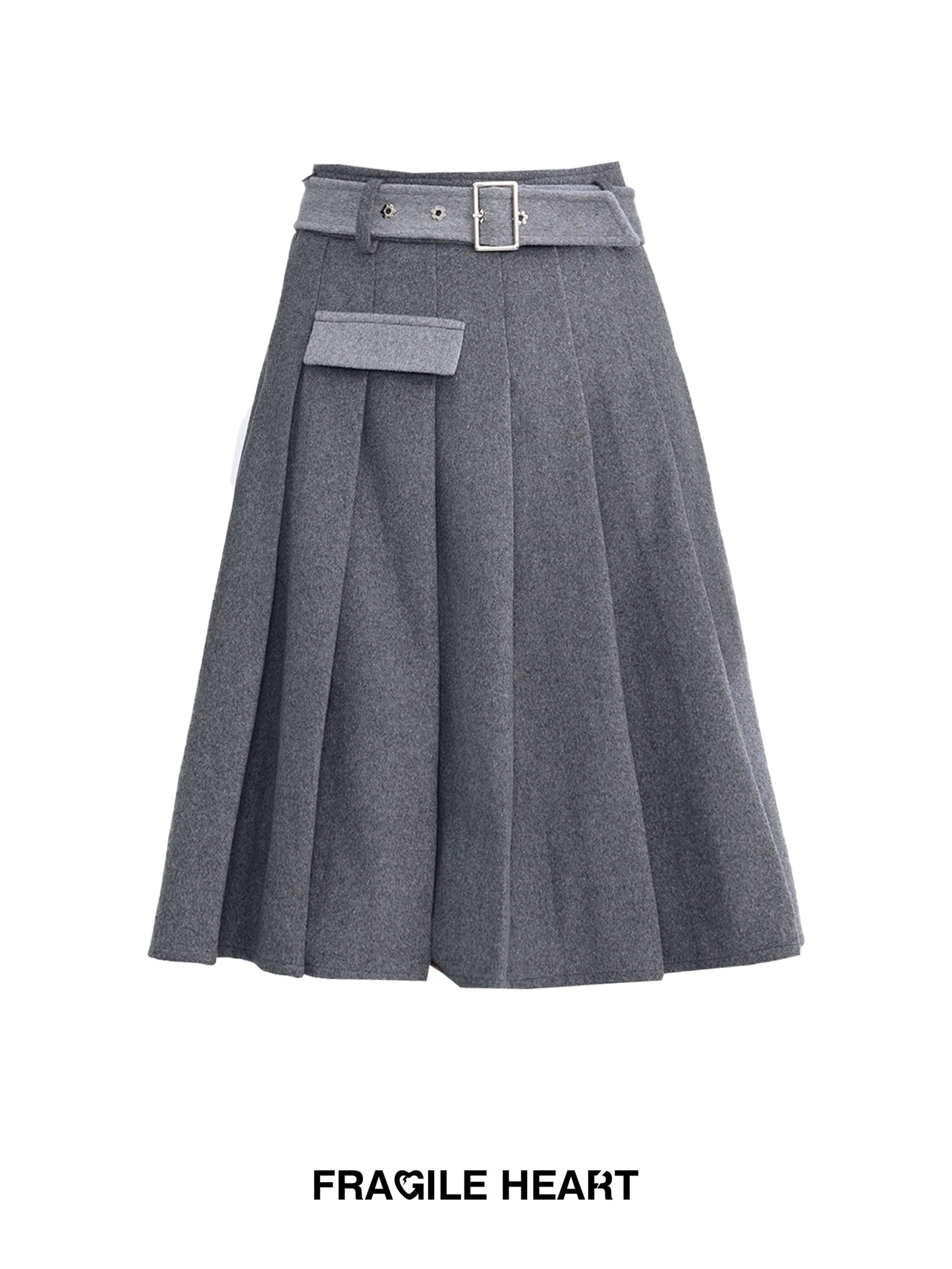 Wool panels pleated skirt