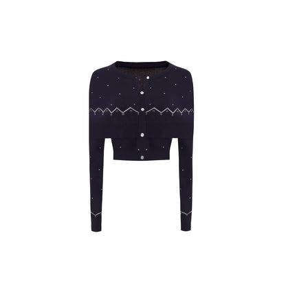 Navy Blue Knitted Cape Sweater
