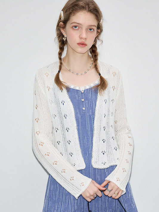 Hollow Knit Lace Cardigan