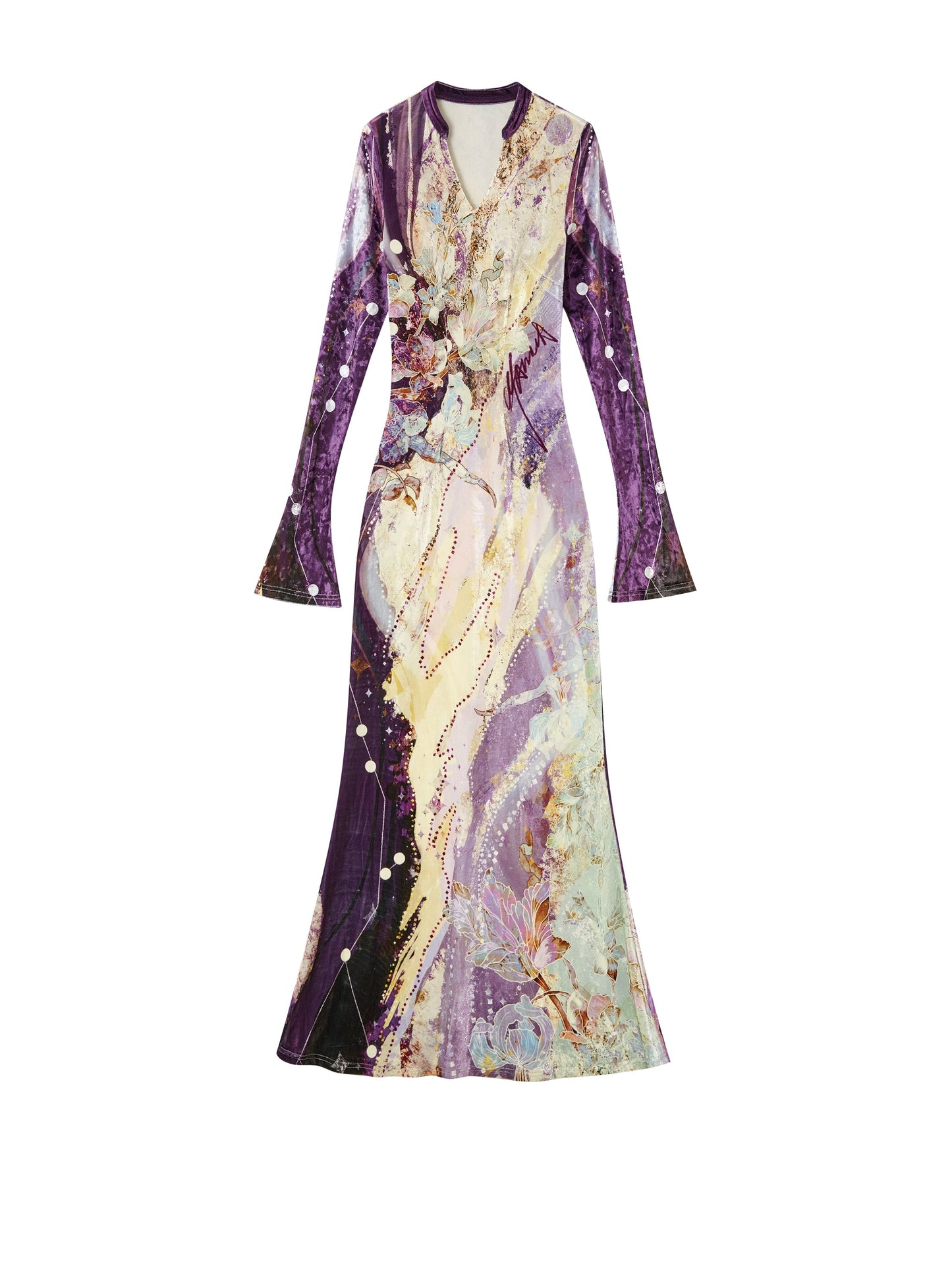 Velvet V-Neck Mermaid Dress