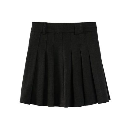 Gray Woolen Pleated Skirt