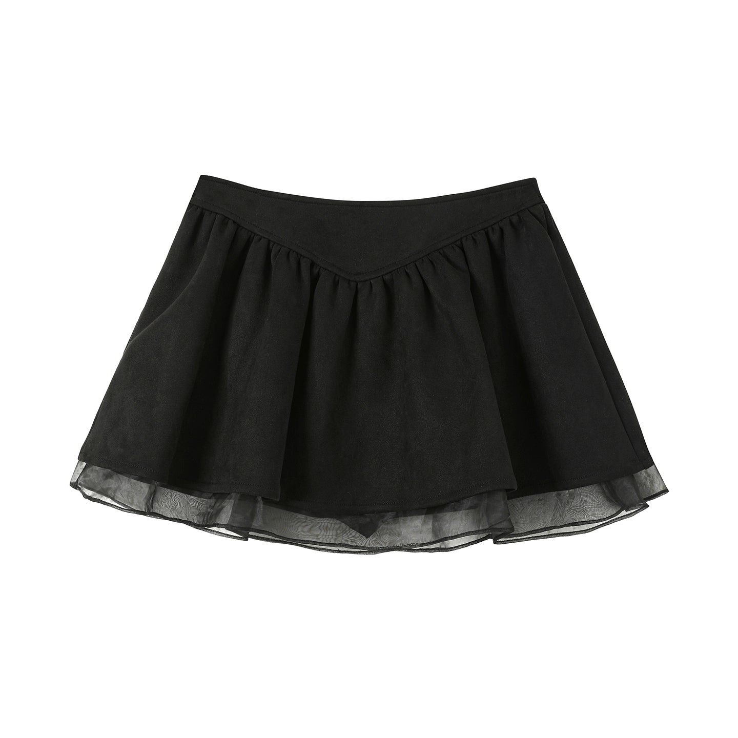 Suede Flower Bud Puffy Skirt