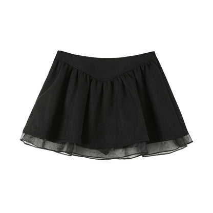 Suede Flower Bud Puffy Skirt
