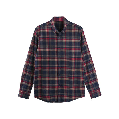 Contrast Check Long Sleeve Lapel Shirt