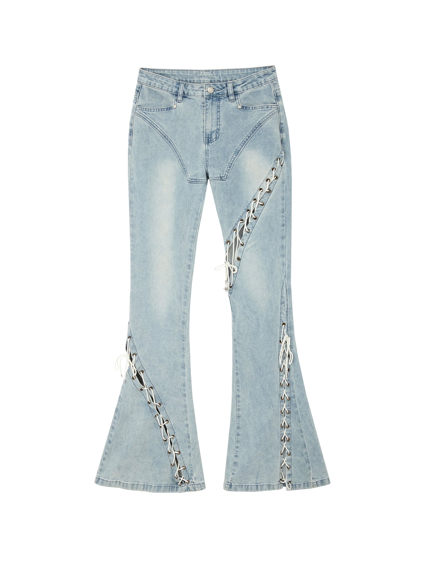 Smoky Washed Rope Flared Jeans