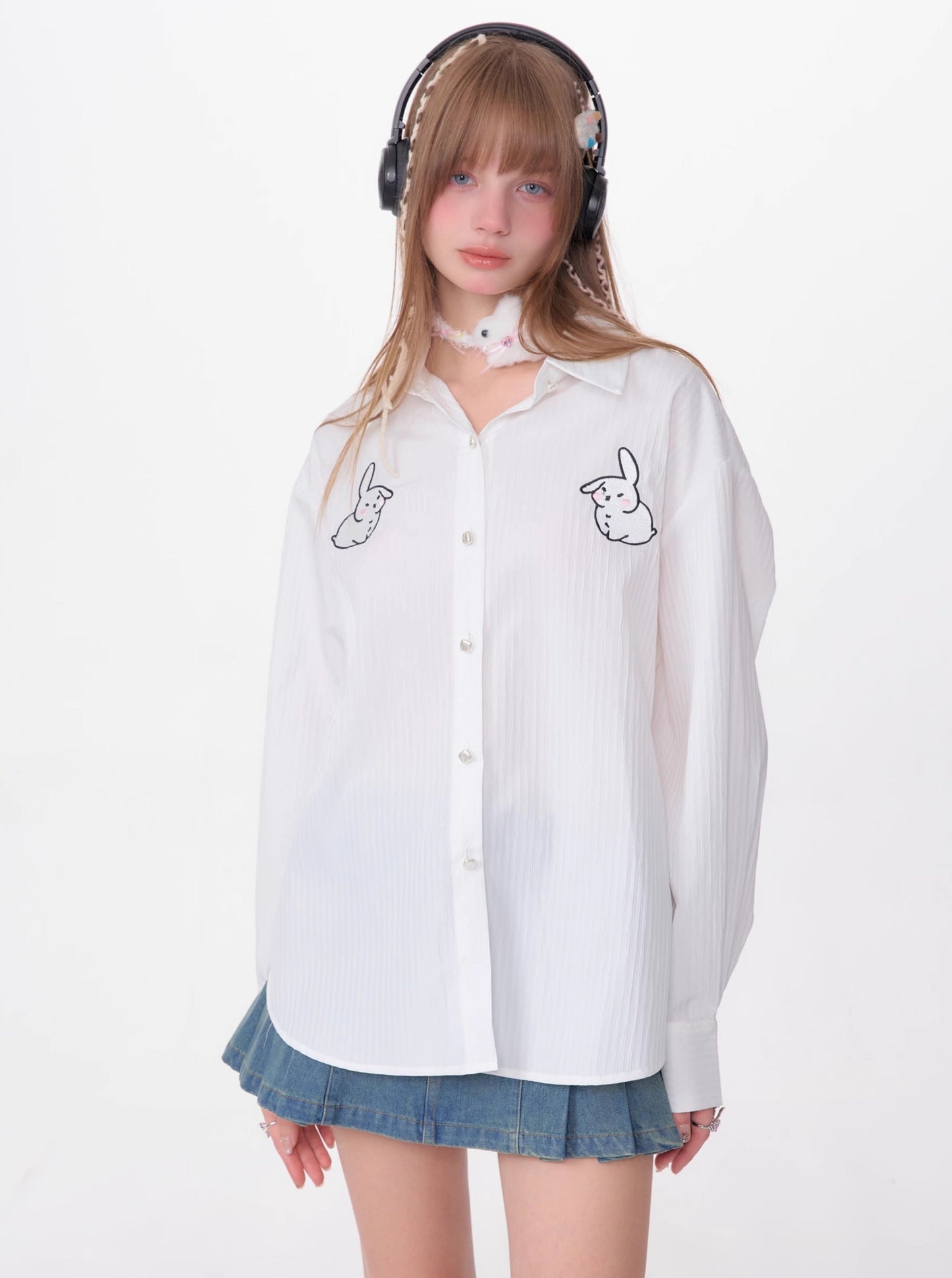 American Retro Embroidery Long Sleeve Shirt