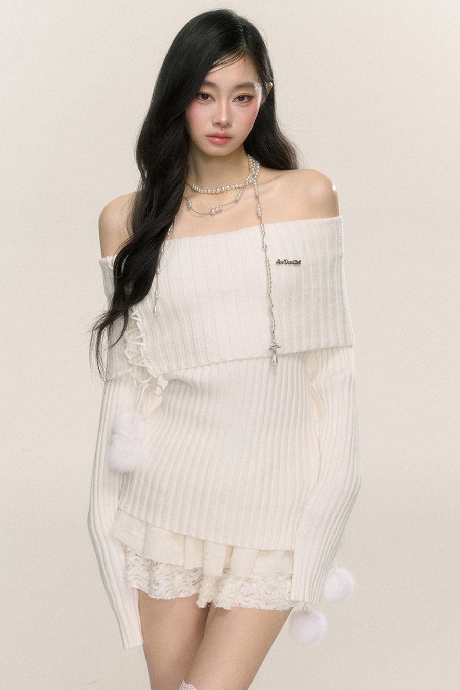 One-Shoulder Long-Sleeve Sweater