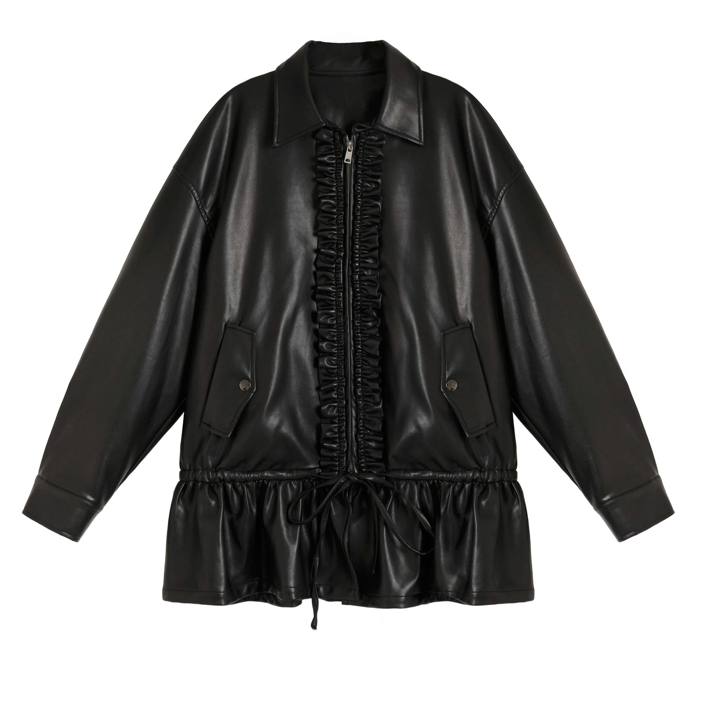 Reversible Ruffled Leather Jacket