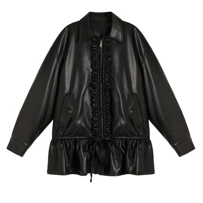 Reversible Ruffled Leather Jacket