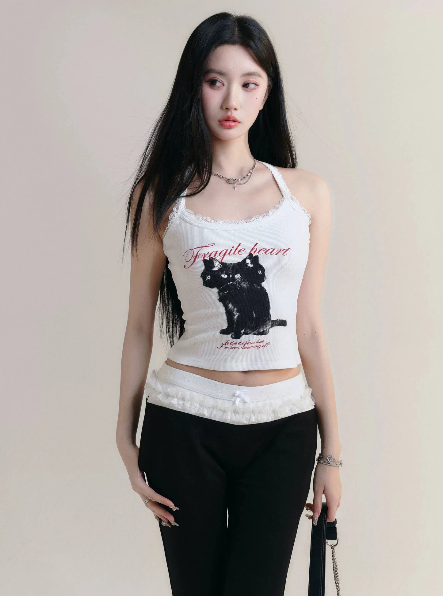 Happy Kitten Cat Print Camisole Top