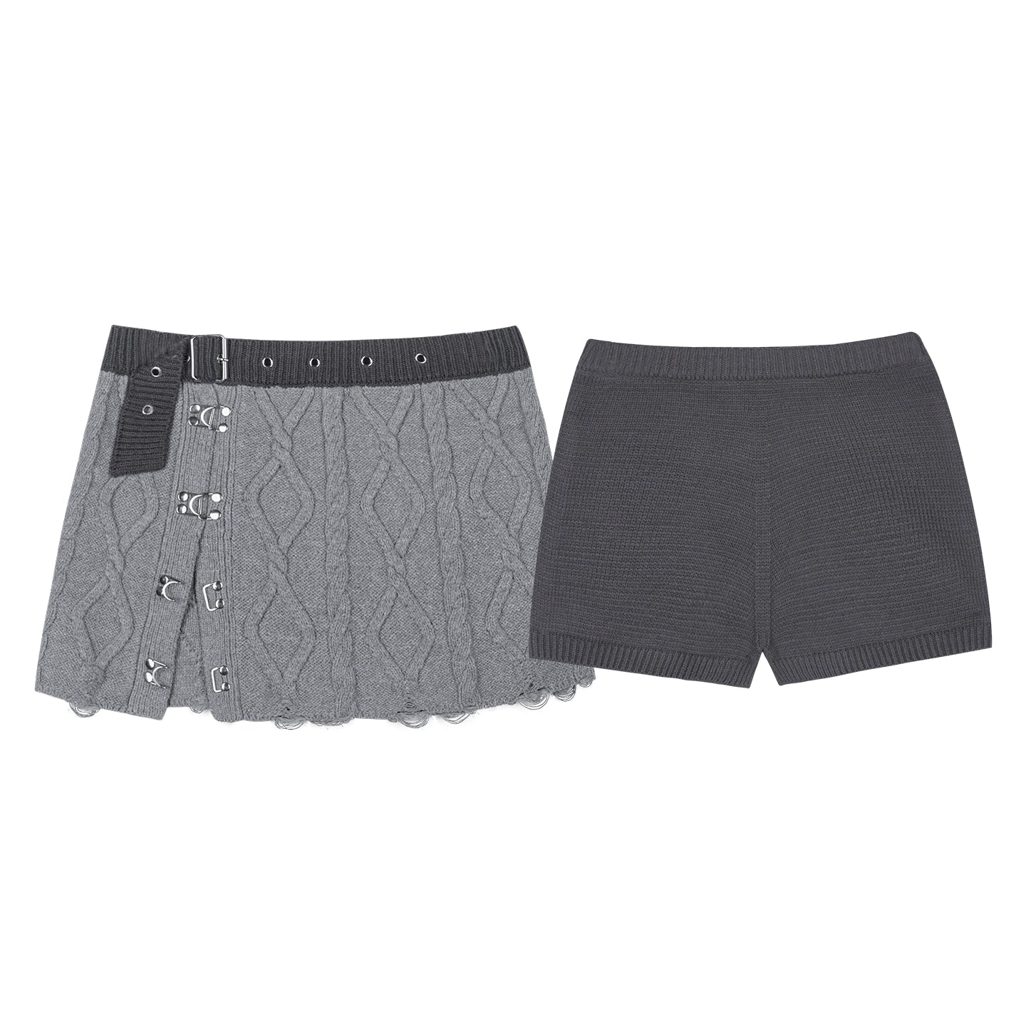 Gray Rhombus Sweater Skirt