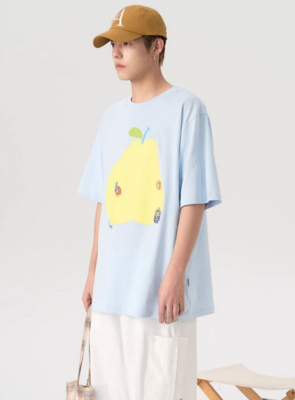 Loose Casual Fruit Label T-Shirt