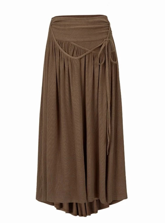 Draped pleated top long skirt set-up