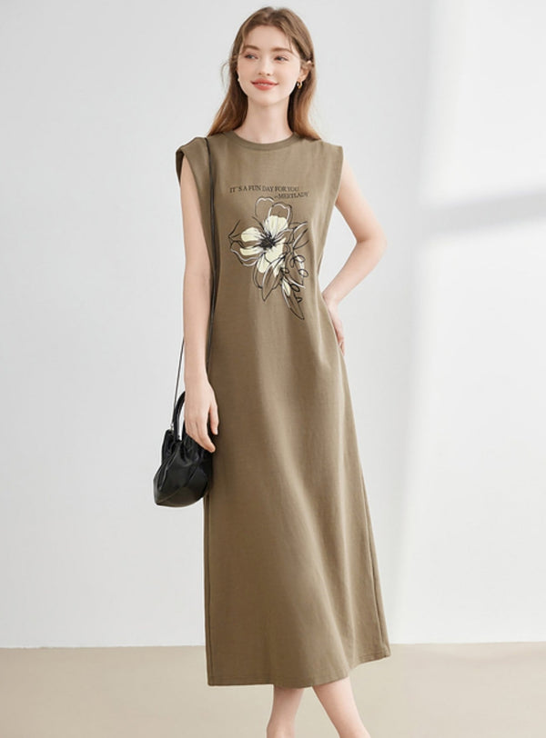 Letter Print Sleeveless Dress