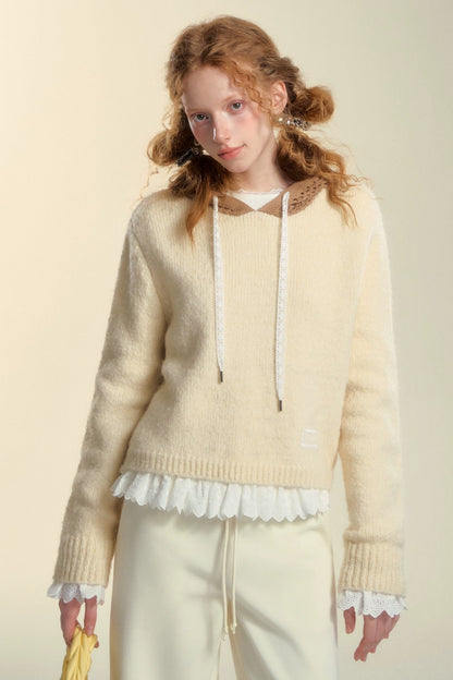 Hooded Cut-Out Sweater Top