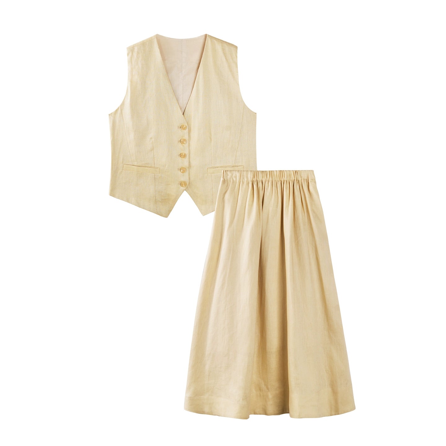 Elegant V-Neck & Pleated Skirt Set