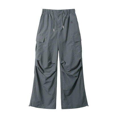 Pleated High-Waist Cargo Pants