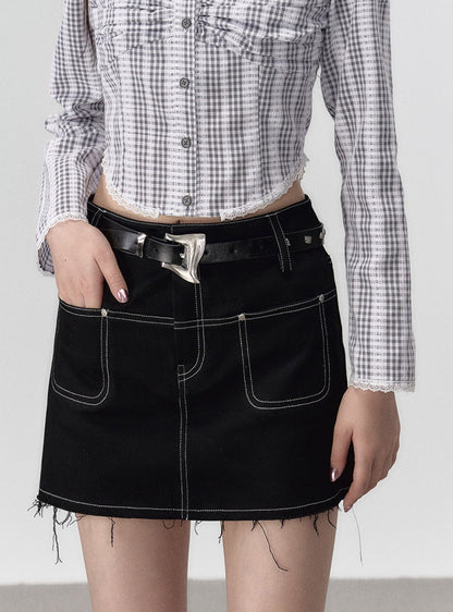 A-line short denim skirt