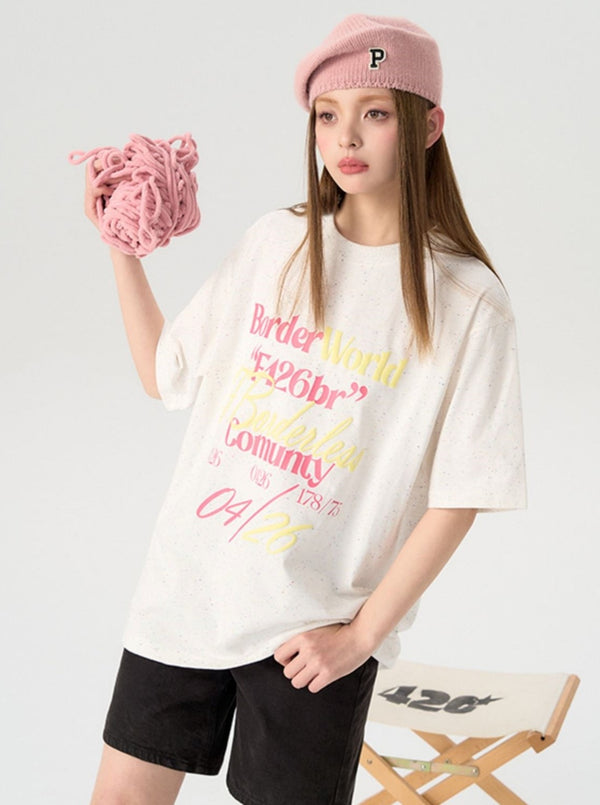 Casual Foam Letter Dot T-Shirt