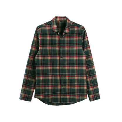 Contrast Check Long Sleeve Lapel Shirt