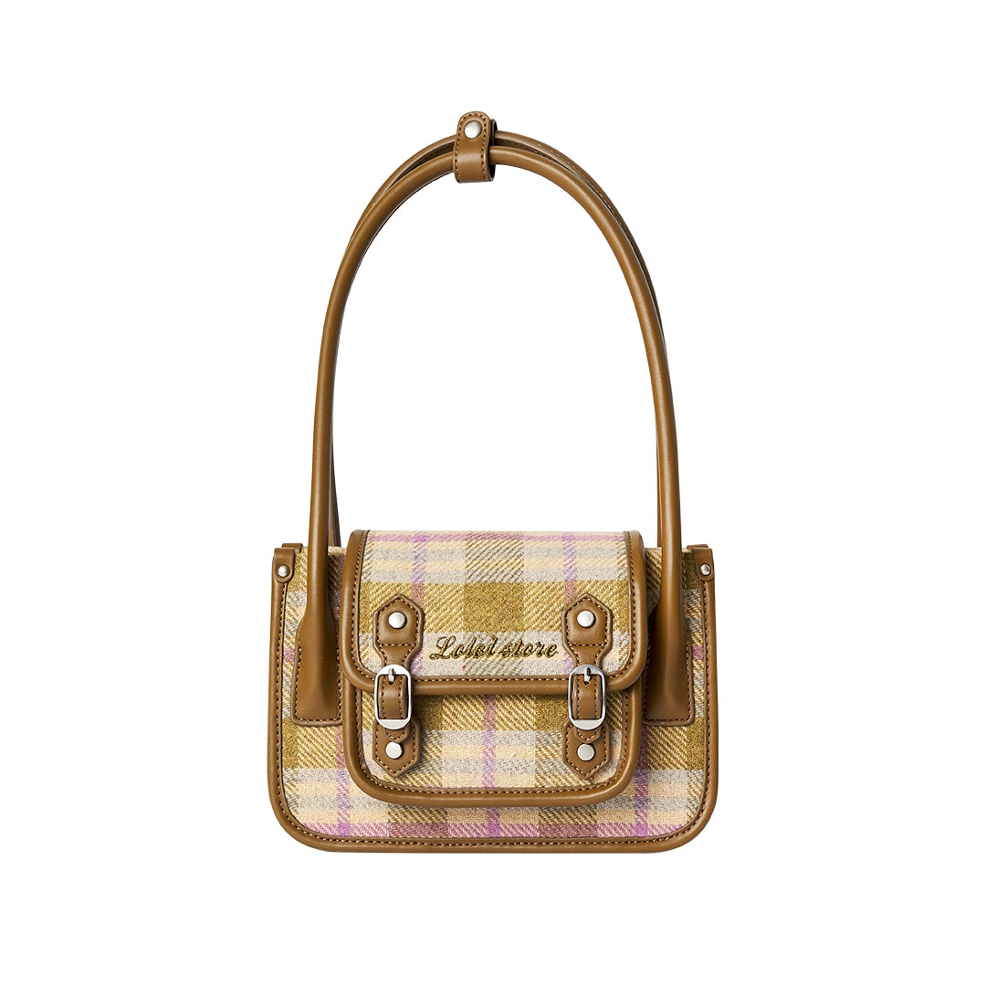 LOLOL ® 24FW Preppy Vintage Vielseitig Check Cambridge Tasche Damen kariert Tote Tasche Umhängetasche