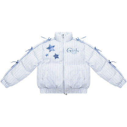 Blue Plaid Padded Jacket
