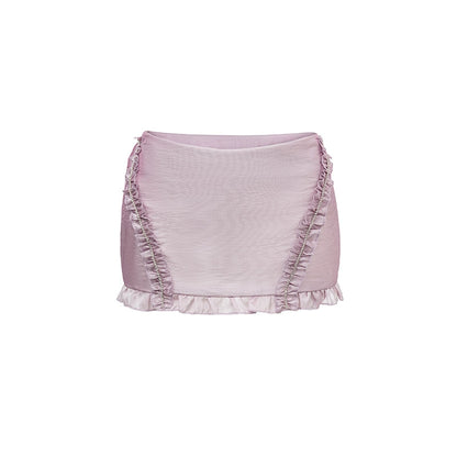 Purple Pleated Suspender Skirt