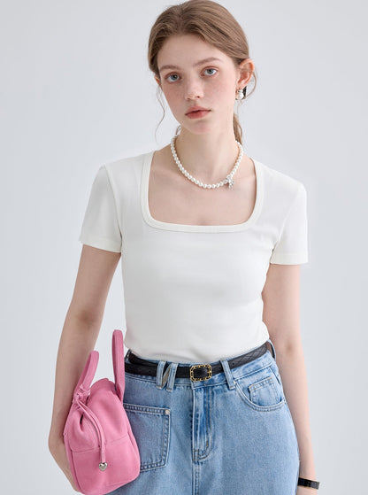 Square Neck Knit Crop Top